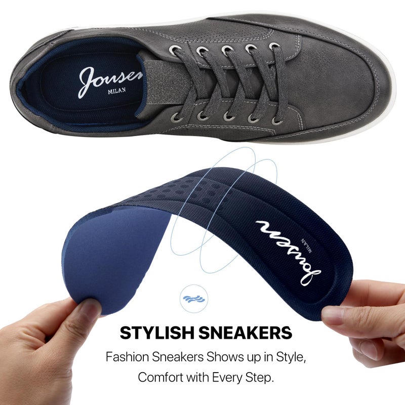 Jousen Men's Sneakers Classic Retro Casual Shoes for Men Breathable Business Dress Sneaker (A81Q07 Grey 12) - Image 3